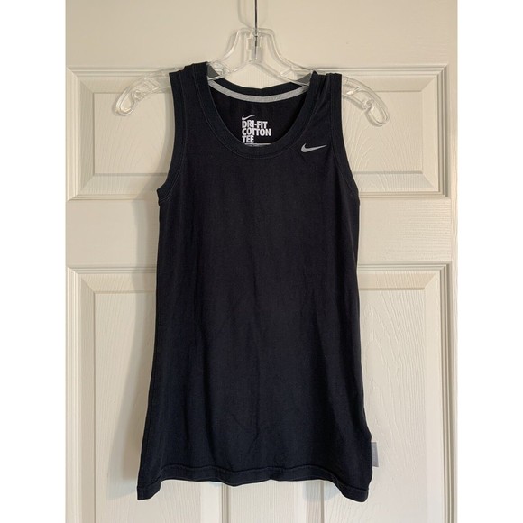 Nike Tank Top Shirt Women's Xs Black Sleeveless Athletic Cotton Dri Fit - Picture 1 of 9